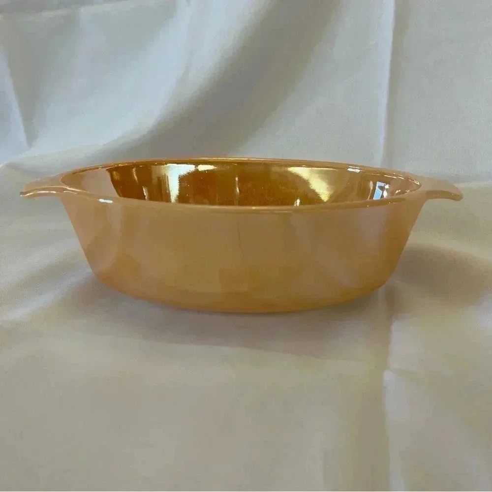 Vintage Orange Lusterware Casserole Dish - Picture 2 of 7